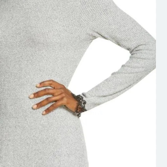 Natori Women's Gray Ulla Lace Trim Ribbed Knit Sleepwear Pajama Top Size M - Picture 4 of 16